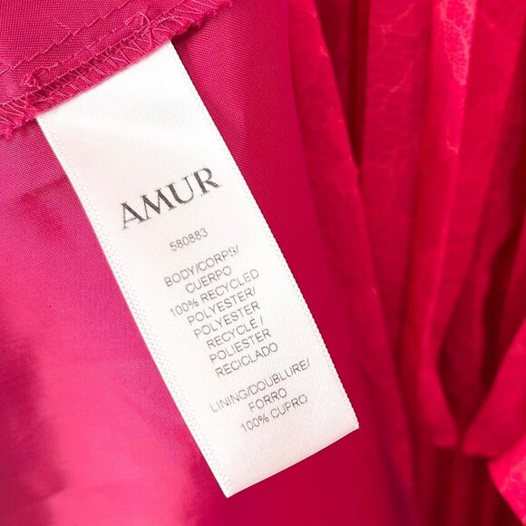 Amur Dominique Tiered Pleated Lace Print Maxi Dress in Raspberry Rose - Picture 8 of 11